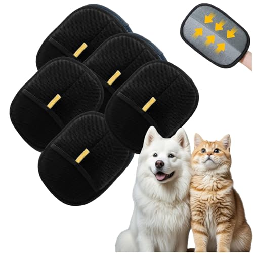Pawlush Pro Handschuh, Petlova Sweep Handschuh, Shedly Sweep Pro, doppelseitiger wiederverwendbarer Tierhaarentferner, Mehrzweck-Haustierpflegezubehör (Schwarz, 5 Stück) von Generisch