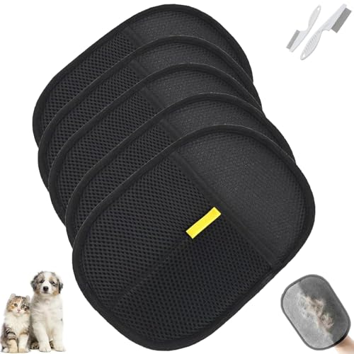 Pawlush Pro Handschuh, elektrostatischer Tierhaarentferner-Handschuh, Petlova-Handschuh, wiederverwendbare Haustierpflege-Handschuhe zum Waschen, Enthaaren, Pflegen (Schwarz, 5 Stück) von Generisch
