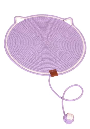Pawmingle Cat Scratching Carpet Mat with Ball Toy – Natural Cotton Rope Dual Cat Scratch Pad for Couch & Wall Mount, Round Thick Non-Slip Bed Furniture Protector, Indoor Interactive Chew Rope Mat von Generisch