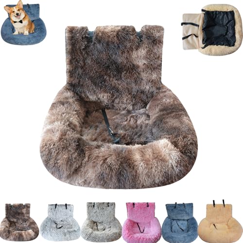 Pelzbarn Car Seat, Pelzbarn Car Seat Dog Bed, Fluffy Safety Car Seats for Large Small Dog, Removable and Easy to Clean (Brown,L) von Generisch
