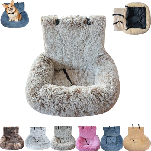 Pelzbarn Car Seat, Pelzbarn Car Seat Dog Bed, Fluffy Safety Car Seats for Large Small Dog, Removable and Easy to Clean (Khaki,L) von Generisch