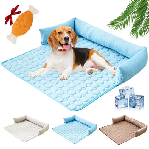 Pelzbarn KüHlendes Hundebett, Heatrelief Cooling Dog Bed, Vier Jahreszeiten Universal KüHlpad aus Eisseide, Maschinenwaschbar, Rutschfeste Unterseite füR Sofa, Boden, Auto (Blau, 90 * 90 cm) von Generisch