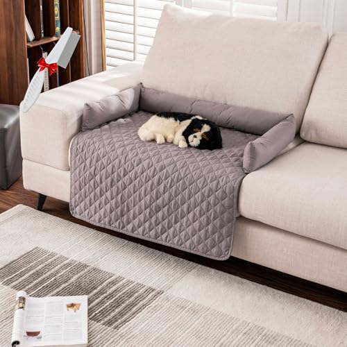 Pelzbarn Kühlendes Sofabett, Pelzbarn Kühlendes Hundebett, Wasserdichter Pelzbarn Kühlmatte, Waschbar, Rutschfeste Unterseite, Hundecouchbett für Sofa, Boden, Auto (Hellgrau, XXL: 90*135 cm) von Generisch