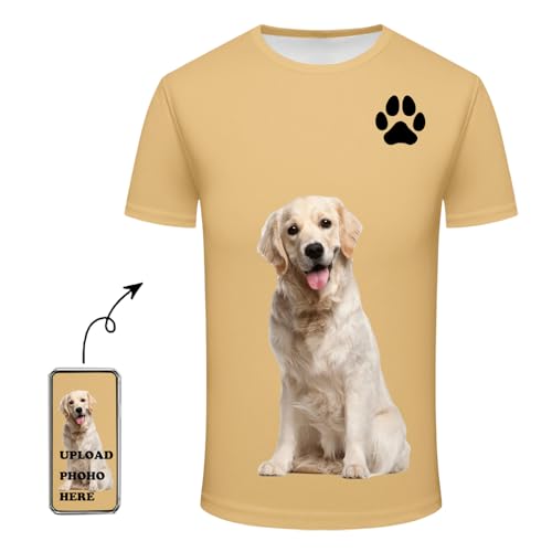 Personalisiertes Haustier T-Shirt für Männer DIY Grafik lässiger Stil atmungsaktives Baumwollmaterial bequemer Schnitt (Khaki, S) von Generisch