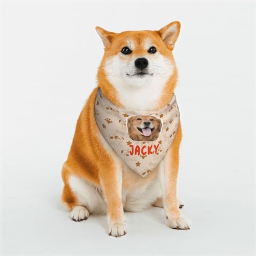 Personalisiertes Hundehalstuch, Dreieck, voronalisiertes Kopftuch, Halstuch, Name, Gesicht, personalisierbar, Geschenk für Hunde, Katzen, Haustiere (Farbe 3, L) von Generisch