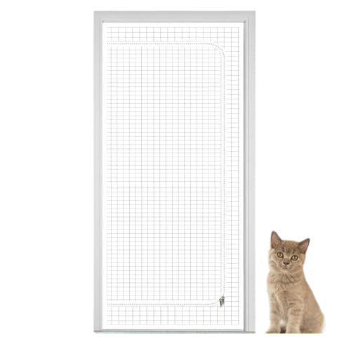 Pet-Bildschirmtür-Katzennetz-Tor, kratzfeste Haustierbarriere, verstärktes Sicherheitsnetz | Reißverschluss Lock Mesh Beste Türrahmen, langlebiger Innenhaut -Hausteiler, dickes Katzennetz mit Wohnzimm von Generisch