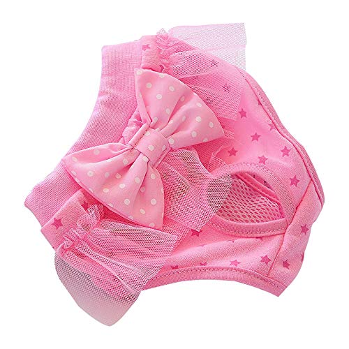 Pet Pants Physiologische Unterwäsche Menstruationsprinzessin Mesh Pants Lace Teddy Pet Kleidung Hundepullover 60 cm Rückenlänge (Pink, L) von Generisch