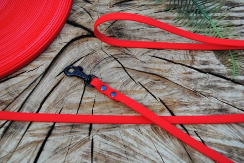 Petite Soft-Vinyl Hundeleine 10mm Sßes Rot abwischbar Schleppleine Gummi Welpen (3m mit Schlaufe, Karabiner: Deluxe Silber) von Generisch