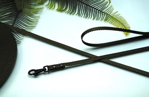 Petite Welpenleine Nylon Oliv 10mm extra leicht 5m, 10m, 15m Trainingsleine (15m mit Schlaufe) von Generisch
