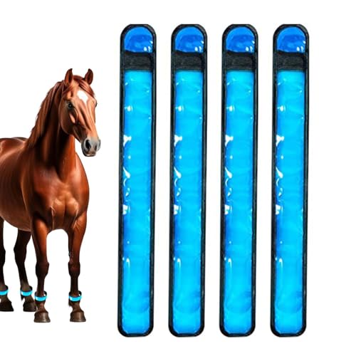 Pferdebeinbänder - 4 -Pack -LED -Hufeisen -Lichtstreifen, Verstellbare Reflektierende LED -Beleuchtungsstreifen, Accessoires Für Sichere Nachtfahrten | Bequeme Passform Für Reitpflege, Rehabili von Generisch