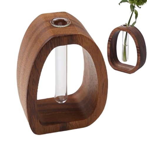 Pflanzen-Terrarium, Holzständer, Hydrokultur-Pflanzröhren, Desktop-Blumentöpfe, Glas-Anzuchtstation, elegantes Design, ideal zum Bewurzeln von Pothos, 8,9 x 7,9 x 4,9 cm von Generisch