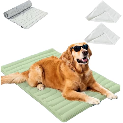 Pfotenchill Kühlmatte Hund, Dr. Pfoten Pfotenchill - Die Innovative Kühlmatte für Hunde Katzen, Schützt Deinen Hund Vor Überhitzung, Faltbar Wendbar Selbstkühlende Pads (green, L:122*71cm) von Generisch