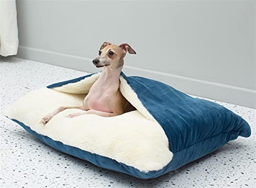 Plüsch-Hundehöhle mit Kapuze für kleine und mittelgroße Haustiere, beruhigender, quadratischer Schlafsack mit abnehmbarem Bezug, warm, Katzenbett für den Winter, blau, 100 x 75 x 30 cm Plüsch-Hundehöhle mit Kapuze für kleine und mittelgroße Haustiere, beruhigender, quadratischer Schlafsack mit abnehmbarem Bezug, warm, Katzenbett für den Winter, blau, 100 x 75 x 30 cm von Generisch