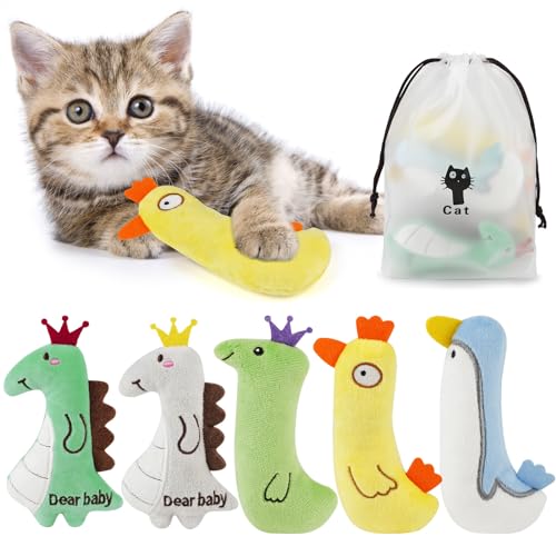 Plüsch-Katzenminze-Spielzeug für Katzen, interaktives Kätzchen-Kauspielzeug-Set, 5 Stück von Generisch