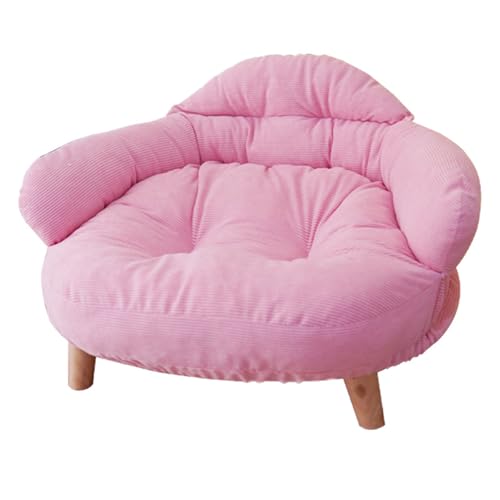 Plüsch-Katzensofa mit stabilen Holzbeinen, rund, weicher Welpenstuhl für Katzen und kleine Hunde, erhöhtes Haustierbett mit rosa Kleidung, 60 cm Plüsch-Katzensofa mit stabilen Holzbeinen, rund, weicher Welpenstuhl für Katzen und kleine Hunde, erhöhtes Haustierbett mit rosa Kleidung, 60 cm von Generisch