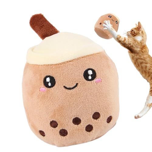 Plüsch-Milchtee-Spielzeug,Cartoon-Plüsch-Milchtee-Puppe | Plüsch-Bubble-Tee-Spielzeug,Cartoon weiche süße Plüschtiere, einzigartiges kleines Katzenspielzeug, Katzenstofftierspielzeug für Hund, Haustie von Generisch