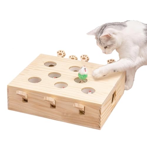 Pop and Play Katzenspielzeug zum Verstecken | Holz Kätzchen fangen Mäuse Spielzeug - Interaktives Haustier Katzenspielzeug für Indoor-Katzen Kätzchen Pop and Play Katzenspielzeug zum Verstecken | Holz Kätzchen fangen Mäuse Spielzeug - Interaktives Haustier Katzenspielzeug für Indoor-Katzen Kätzchen von Generisch