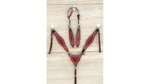 Premium Horse Show Saddle Tack Western Leather Headstall and Breast Collar Regular Size Premium Horse Show Saddle Tack Western Leather Headstall and Breast Collar Regular Size von Generisch
