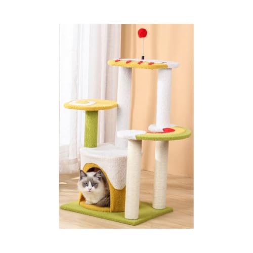 Premium Katzenbaum – mehrstöckiges Katzenschloss mit Kratzbaum, hängendem Ballspielzeug & gemütlicher Sitzstange – ideale Indoor-Katzenhütte für mittelgroße Katzen von Generisch