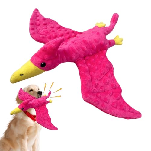 Pterodaktyl-Hundespielzeug, Flugsaurierförmiges Plüschspielzeug für aggressive Kauer, Leckerli-Spielzeug, quietschendes Plüsch-Hundespielzeug, Kauspielzeug für den Innen- und Außenbereich von Generisch
