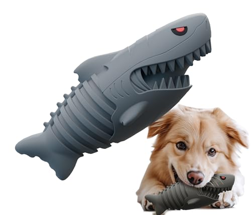 Quietschendes Hundespielzeug in Haifischform, langlebig, Naturkautschuk, Kauspielzeug dient auch als Zahnbürste für kleine bis große Rassen. Quietschendes Hundespielzeug in Haifischform, langlebig, Naturkautschuk, Kauspielzeug dient auch als Zahnbürste für kleine bis große Rassen. von Generisch