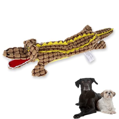 Quietschendes Krokodil-Hundespielzeug, quietschendes Krokodil-Plüsch, für aggressive Kauer, Krokodile, Hundespielzeug, interaktives Welpenspielzeug für kleine, mittelgroße und große Hunde (grau) von Generisch
