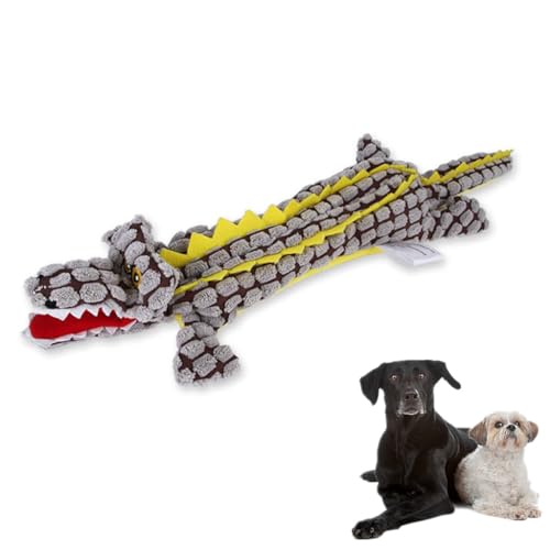 Quietschendes Krokodil-Hundespielzeug, quietschendes Krokodil-Plüsch, für aggressive Kauer, Krokodile, Hundespielzeug, interaktives Welpenspielzeug für kleine, mittelgroße und große Hunde (braun) von Generisch