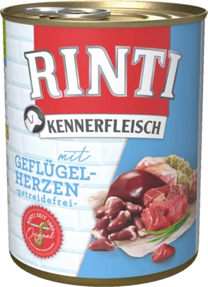 RINTI-Kennerfleisch Hundefutter 800g | alle Sorten u. freie Mengenwahl | Nassfutter | getreidefrei (Geflügelherzen) von Generisch