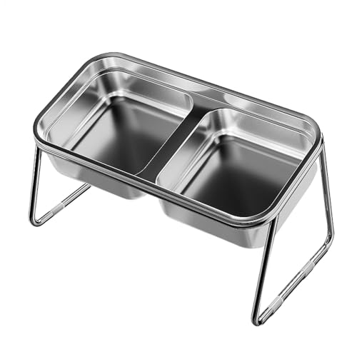 Raised Cat Food Bowls, Double Stainless Steel Pet Feeder, Tilted Cat Food and Water Bowl, 7.68x4.33x4.33 inches Comfortable Kitty Stand, Elevated Liquid for Cats Raised Cat Food Bowls, Double Stainless Steel Pet Feeder, Tilted Cat Food and Water Bowl, 7.68x4.33x4.33 inches Comfortable Kitty Stand, Elevated Liquid for Cats von Generisch
