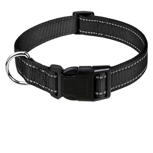 Reflektierende Hundehalsbandschnallen mit verstellbarem Nylon sind geeignet für kleine, mittelgroße und große Hunde (Schwarz, XL (2,5 cm) (45–70 cm) von Generisch