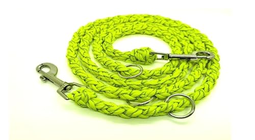 Reflektierende Hundeleine, Verstellbare Leine 1,5-4,0m, Bolzenkarabiner, Zinkdruckguss, Gassileine, Führleine, Leine, Paracordleine (neon gelb, 1,5 Meter) von Generisch