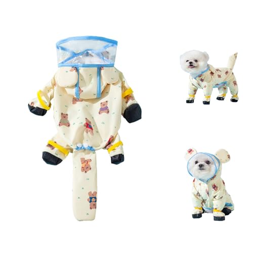 Regenmantel Hund, Hunderegenmantel Wasserdicht, Verstellbarer Hundemantel, Regenjacke Hund mit Beinen, Hunde Regenmantel Kleine HundeDog Raincoat mit Schuhen (Locke Gelb*1pcs, XS) von Generisch