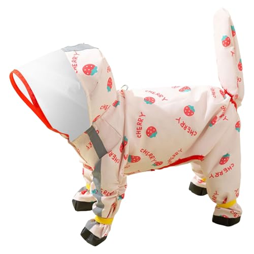 Regenmantel für kleine Hunde mit D-Ring, vollständig bedeckende Hunderegenjacke, Regenponcho für Hunde mit reflektierenden Streifen, Regenstiefel Stilvolle Halsbänder mit Kleidung (M) von Generisch