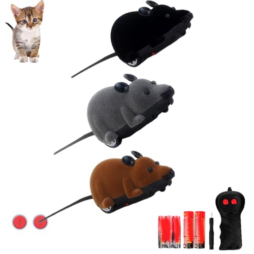 Remote Control Mouse Cat Toy, Realistic Remote Control Mouse for Cats, Cat Toys for Indoor/Outdoor Exercise, with Battery and Screwdriver (3*Pcs-Mix) von Generisch