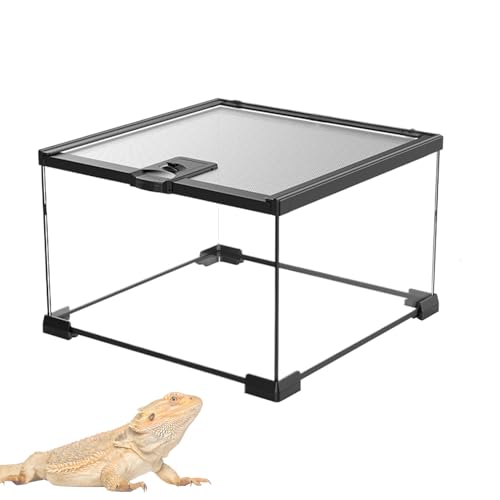 Reptile Tank, Amphibians Cage, 11.81x7.87x5.91 Inches Terrarium Glass Box Multi-Functional Habitat Enclosure Transparent for Turtles Geckos Lizards Small Pets von Generisch