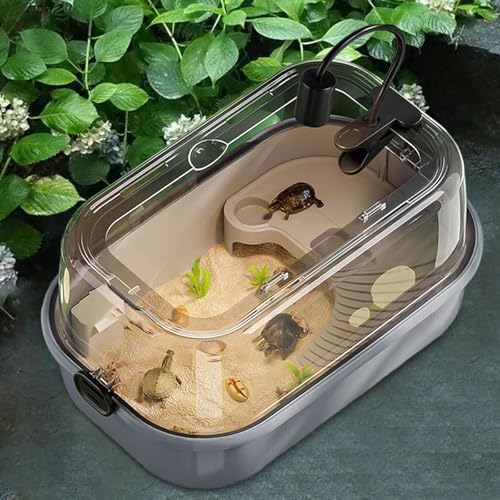 Reptilien-Tank-Starter-Set mit Licht und Sonnenplattform, 3-lagiges Trenndesign für einfache Reinigung, langlebiger Lebensraum für kleine Reptilien, Schildkröten und Krebse von Generisch