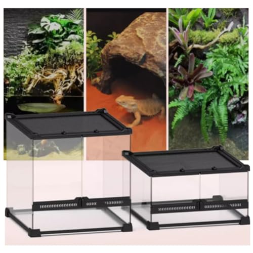 Reptilien-Terrarium-Tank mit belüfteten Paneelen, Türen aus gehärtetem Glas, Netzschirm oben für Eidechsen, Bartagamen, Schlangen, Geckos – Verbund-Lebensraum für sicheres, komfortables Leben von Generisch