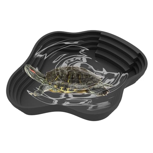 Reptilienwasserschale, Reptiliengericht | Bärtiger Drachenfütterungsgericht,Schildkrötenbad Badewanne Futter und Wasserschale mit Rampe für Gecko Echse Habitat Decoration Accessoires von Generisch