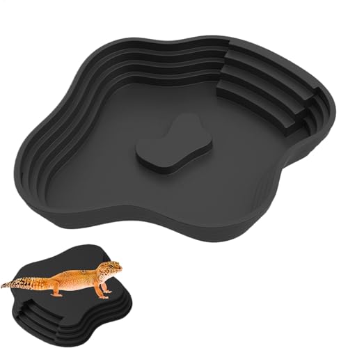 Reptilienwasserschale, Reptilienwasserschale - Turtle Feeding Plate,Schildkrötenbad Badewanne Futter und Wasserschale mit Rampe für Gecko Echse Habitat Decoration Accessoires von Generisch