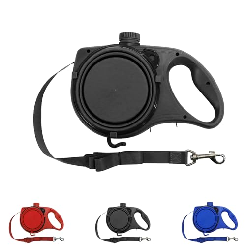 Retractable Dog Belt Plate and Water Bottle, 3-in-1 Retractable Dog Leash Has a Built-in Water Bottle and Bowl, Foldable Bowl and Anti Slip Handle, for Small, Medium, Large Dogs (Black) von Generisch