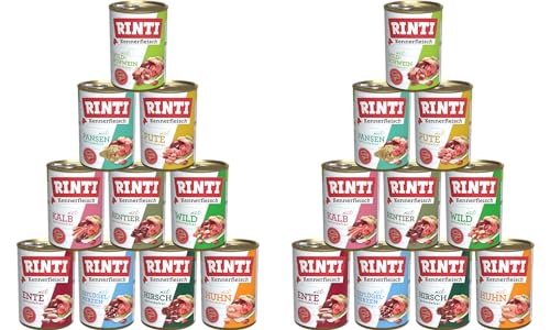 Rinti-Kennerfleisch 20 x 400g Mixpaket | 10 garantierte Sorten | getreidefreies Nassfutter mit 70% Fleisch & Innereien | ohne Soja | Hundefutter von Generisch