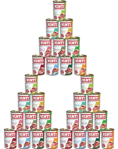 Rinti-Kennerfleisch 30 x 400g Mixpaket | 10 garantierte Sorten | getreidefreies Nassfutter mit 70% Fleisch & Innereien | ohne Soja | Hundefutter von Generisch