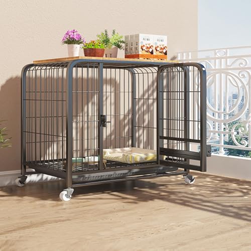 Robuste Haustierbox mit sicherem Schloss, Rollen für einfache Mobilität und herausnehmbarem Tablett, ideal für kleine bis mittelgroße Hunde, sorgt für Sicherheit und Komfort von Generisch