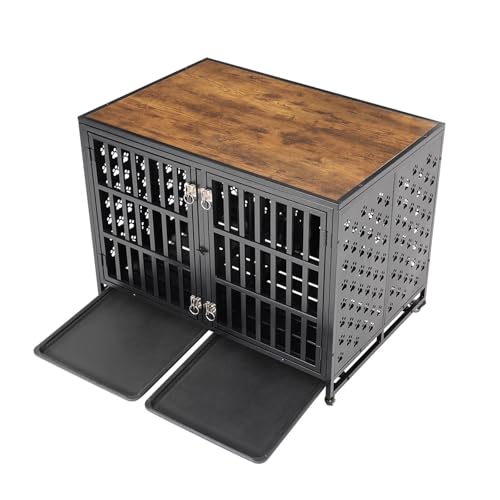 Robuste Hundebox, Doppeltür-Design, herausnehmbare Trennwände und Tablett, Universalräder, geeignet für den Innenbereich Robuste Hundebox, Doppeltür-Design, herausnehmbare Trennwände und Tablett, Universalräder, geeignet für den Innenbereich von Generisch