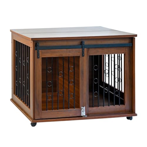 Robuste Hundebox aus Holz, Möbel-Beistelltisch, Zwinger mit Riegel, dekorativer 2-in-1-Haustierhauskäfig für kleine, mittelgroße und große Hunde von Generisch