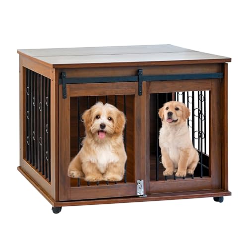 Robuster Beistelltisch für Hundehütte mit Doppeltüren, dekoratives Haustierhaus aus Holz, Möbelstil, Kiste für 2 kleine/mittelgroße Hunde, Zugang von oben, 2-in-1-Design Robuster Beistelltisch für Hundehütte mit Doppeltüren, dekoratives Haustierhaus aus Holz, Möbelstil, Kiste für 2 kleine/mittelgroße Hunde, Zugang von oben, 2-in-1-Design von Generisch