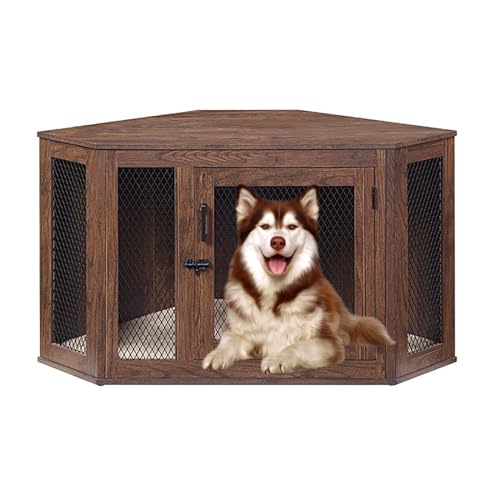Robuster Hundekäfig-Tisch – Eckmöbel für den Innenbereich mit abschließbarer Tür & Stauraum für Hunde bis zu 45 kg – Vielseitiger TV-Ständer Beistelltisch Design von Generisch