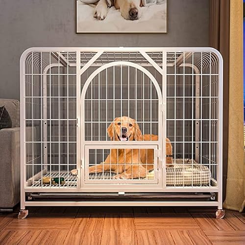 Robuster Hundekäfig aus Metall mit Rädern und Kistenablage, große Hundehütte für drinnen und draußen, weiß, 125 x 95 x 110 cm, langlebige Lösung für Haustierzaun und Kiste Robuster Hundekäfig aus Metall mit Rädern und Kistenablage, große Hundehütte für drinnen und draußen, weiß, 125 x 95 x 110 cm, langlebige Lösung für Haustierzaun und Kiste von Generisch