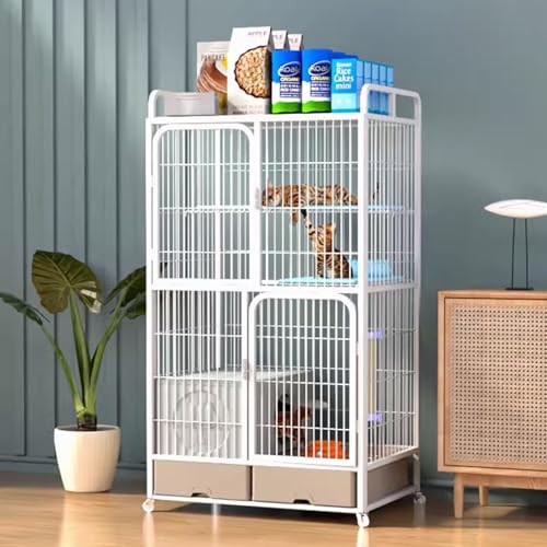 Robuster Katzenkäfig Laufstall mit Rädern – 4-stöckige Katzenhütte mit wasserdichter Schublade, Katzenkäfige für drinnen und draußen, Katzentoilette Robuster Katzenkäfig Laufstall mit Rädern – 4-stöckige Katzenhütte mit wasserdichter Schublade, Katzenkäfige für drinnen und draußen, Katzentoilette von Generisch
