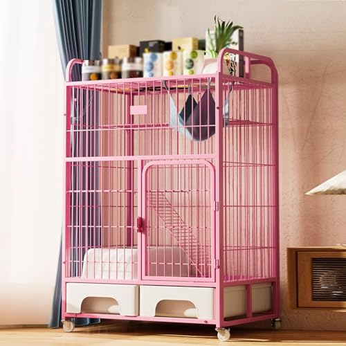 Robuster Katzenkäfig aus Metall mit Rollen, großes Laufgitter inklusive Katzenklo, einfach zu montierendes Gehege für Katzen, Frettchen, Chinchillas Robuster Katzenkäfig aus Metall mit Rollen, großes Laufgitter inklusive Katzenklo, einfach zu montierendes Gehege für Katzen, Frettchen, Chinchillas von Generisch